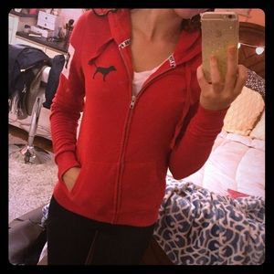 PINK Red Zip Up Hoodie