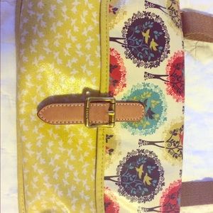 Long strapped satchel "fossil"