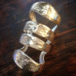 Chunky spiral silver plated bracelet Adjustable