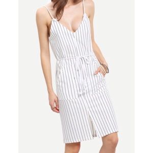 Vertical striped dress with draw string (S)