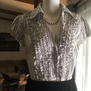 INC pinstriped Blouse with Ruffles