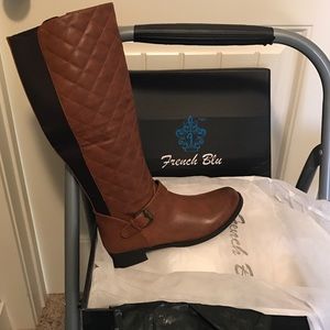 NWT Tan quilted wide calf riding boots size 38