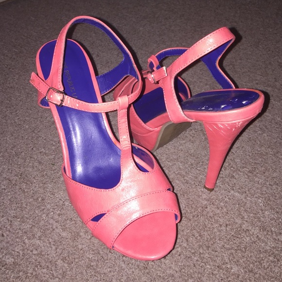 Coral strappy heels