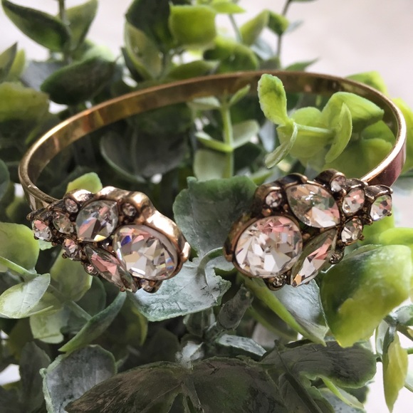 "Isla" Bracelet || Clear Crystal & Gold Cuff - Picture 2 of 6