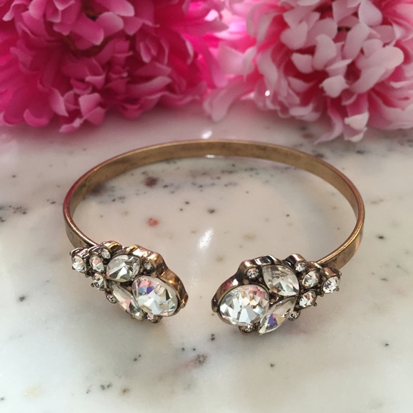 "Isla" Bracelet || Clear Crystal & Gold Cuff - Picture 3 of 6