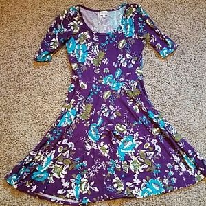 LulaRoe Nicole dress - purple floral print
