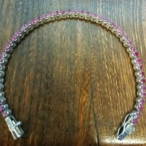 Sterling silver pink crystal tennis bracelet