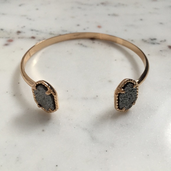 "Corinne" Bracelet || Gray & Gold Druzy Cuff - Picture 3 of 7