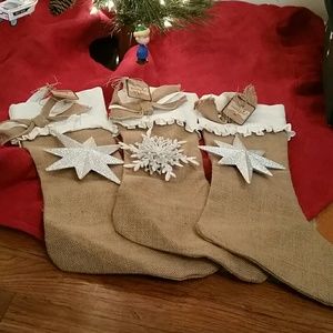 Mud Pie burlap stockings set of 3