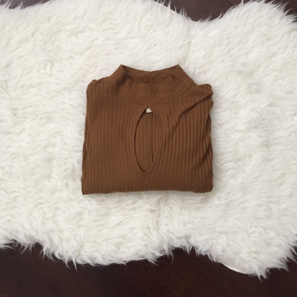 Tan keyhole shirt dress