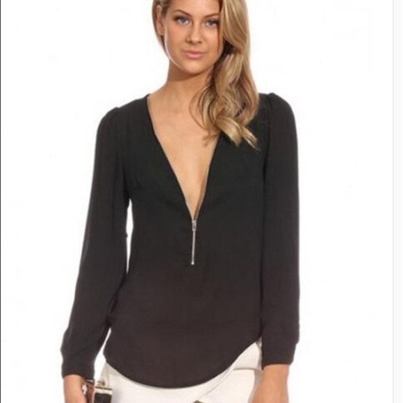 Cute trendy, and popular chiffon blouse w zip L XL - Picture 3 of 4