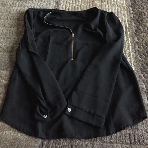 Cute trendy, and popular chiffon blouse w zip L XL - Picture 4 of 4