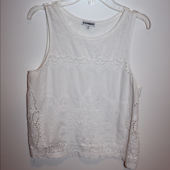 White tank with crochet detail