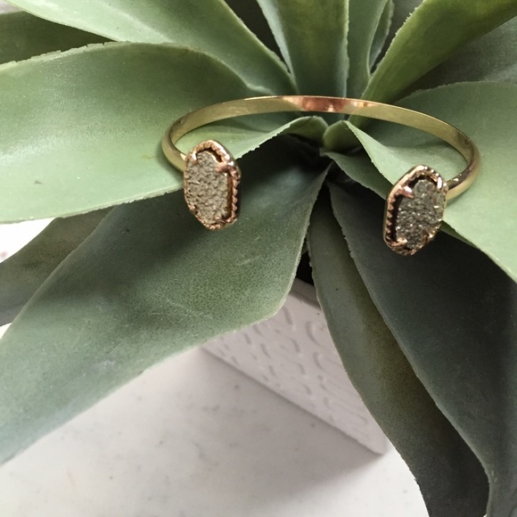 "Corinne" Bracelet || Gold & Gold Druzy Cuff - Picture 2 of 6