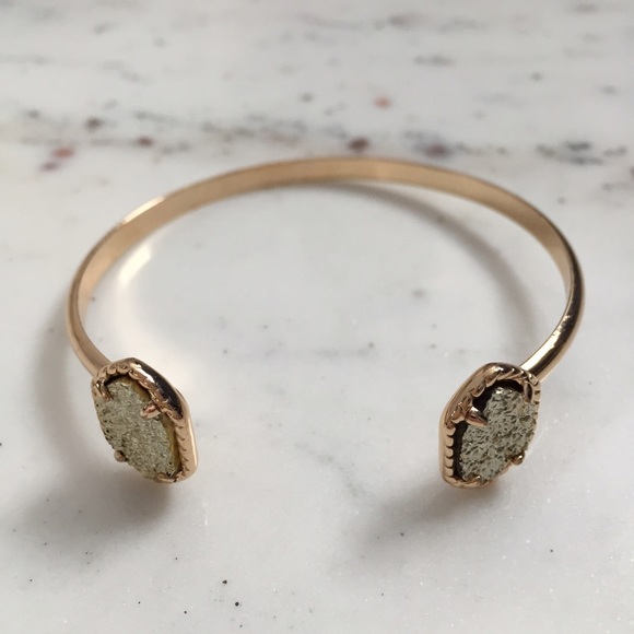 "Corinne" Bracelet || Gold & Gold Druzy Cuff - Picture 3 of 6