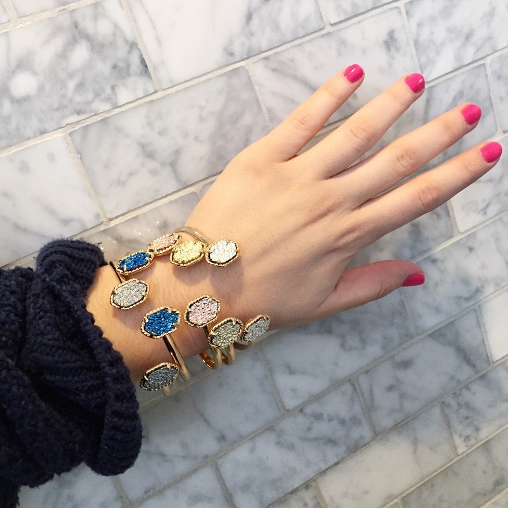"Corinne" Bracelet || Rose Gold & Gold Druzy Cuff - Picture 4 of 7