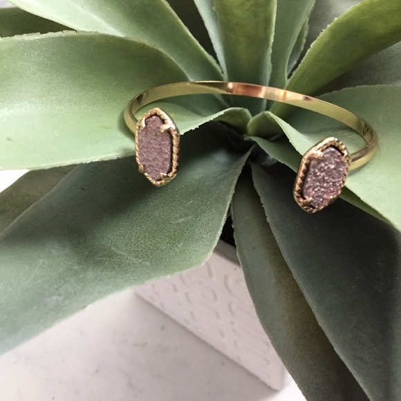 "Corinne" Bracelet || Rose Gold & Gold Druzy Cuff - Picture 2 of 7