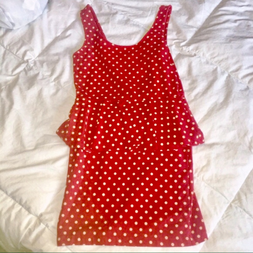 Red Polka Dot Peplum Dress