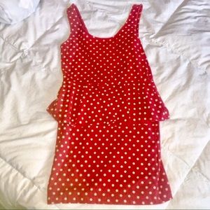Red Polka Dot Peplum Dress