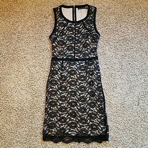 Lace overlay midi dress