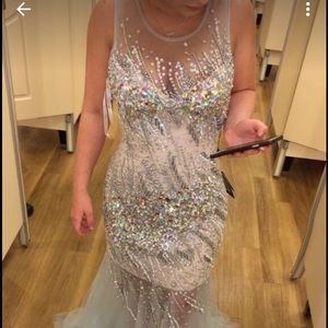 Blue beaded prom dress