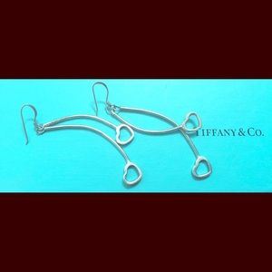 Tiffany & Co silver 2 heart free dangle earrings