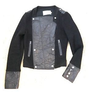 Black Ryu bomber jacket with zip front closure