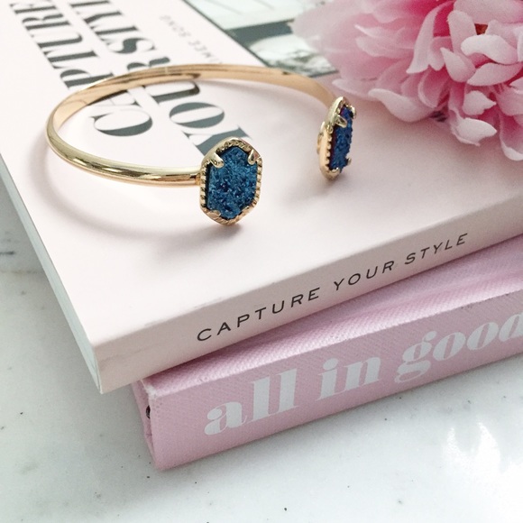 Erica Rose Jewelry - "Corinne" Bracelet || Blue & Gold Druzy Cuff