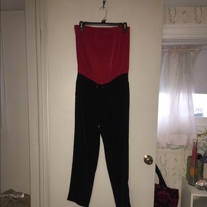 Red and black jumpsuit