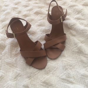 Nude strappy heels