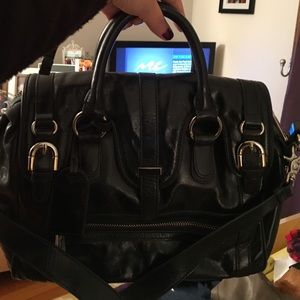 Badgley mischka leather black bag