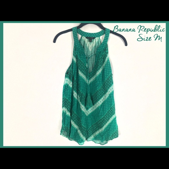 Banana Republic green pattern sleeveless top.
