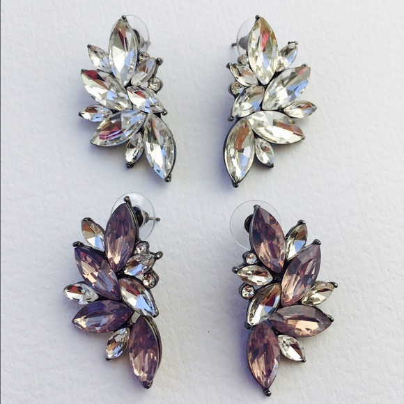 Rhinestone Evening Fancy Earrings Vintage Feel - Picture 3 of 4