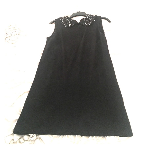 Zara black shift dress with studded collar