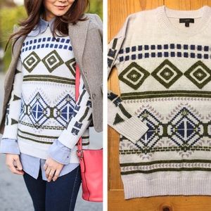 J Crew Abstract Fair Isle Sweater