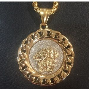 24in 14k gold plated Versace pendant chain.