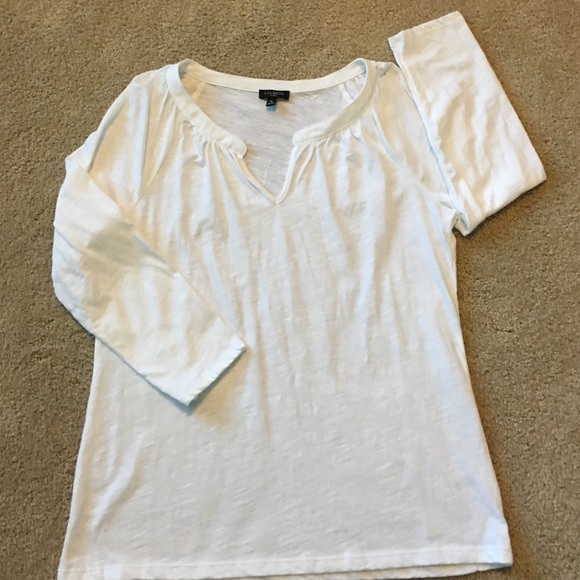 Talbots White Splitneck Top PM