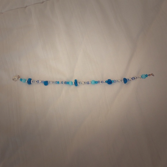 Blue turquoise and beaded anklet/bracelet