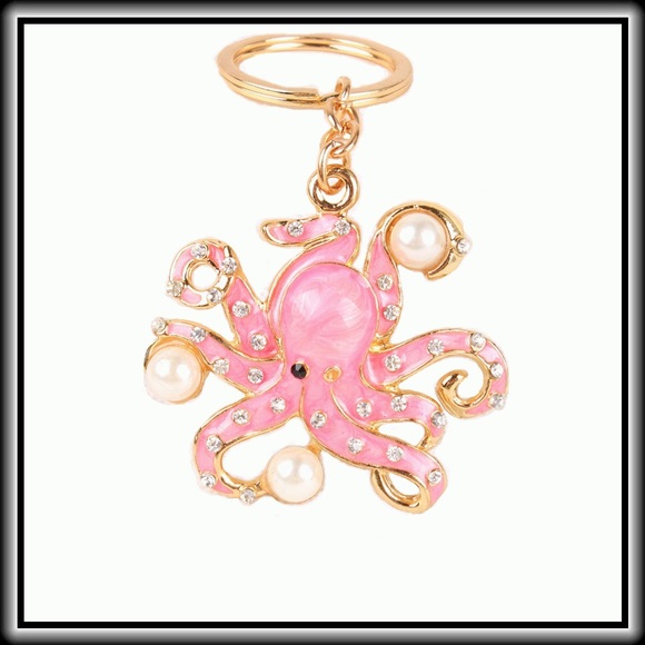 CRYSTAL PINK OCTOPUS  KEYCHAIN             🎉ℋℙ🎉 - Picture 3 of 3