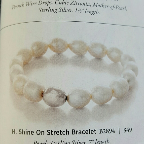 Silpada NWT  sterling and pearl stretch bracelet - Picture 3 of 3