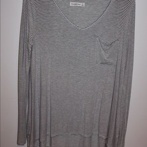 Gray and white striped long sleeve