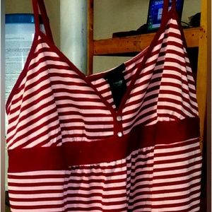 Red and white spaghetti strap night gown