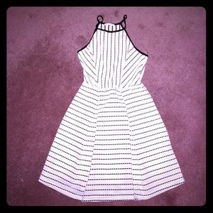 Black and white threaded polka dot dress