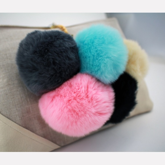 Pom Pom Keychains – Fuzzy, Faux Fur Keychain - Picture 1 of 1