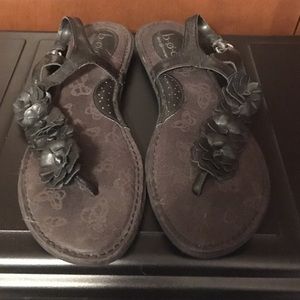 Black Floral Sandals