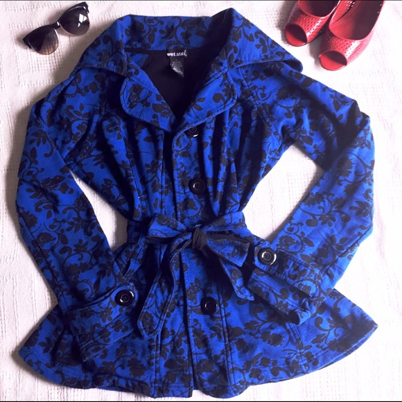 Floral Brocade Cotton Peacoat