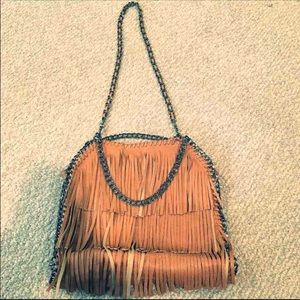 Tan fringe Stella McCartney style purse