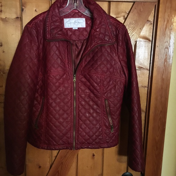 M Jessica Simpson Faux Leather Red Jacket