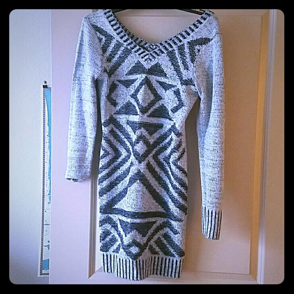 Gray and black sweater dress