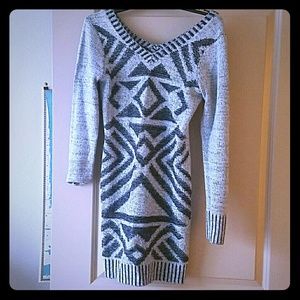 Gray and black sweater dress